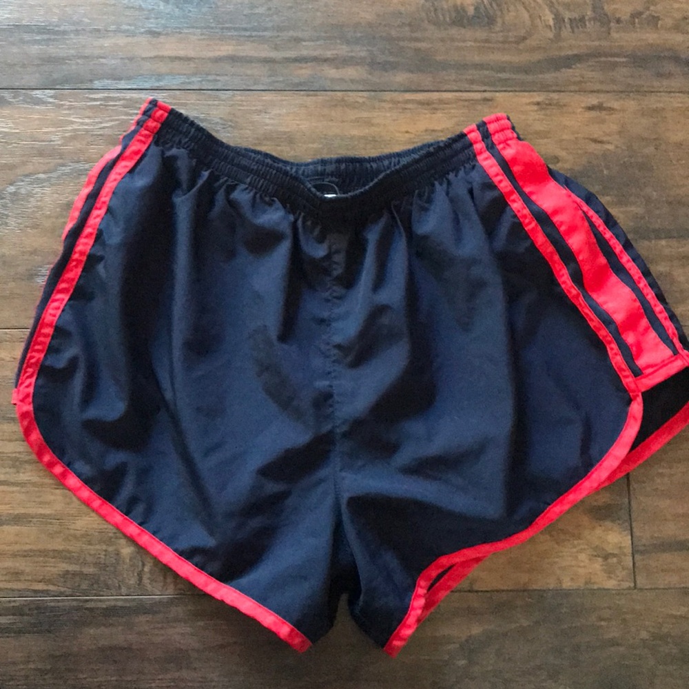 Blue and red athletic shorts